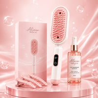Kit HidraLiss™ Completo - Escova + 3 Prendedores + Óleo Reparador (Rosa)
