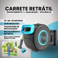GardenHouse - Mangueira Externa Com Enrolador Retrátil, trava e Suporte Giratório 180