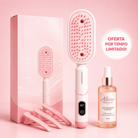 Kit HidraLiss™ Completo - Escova + 2 Prendedores + Óleo Reparador
