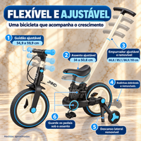 Bicicleta Infantil Evolutiva 6 em 1 — Dobrável, com Empurrador e Rodinhas