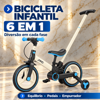 Bicicleta Infantil Evolutiva 6 em 1 — Dobrável, com Empurrador e Rodinhas
