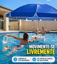 Guarda-Sol Flutuante para Piscina 2,13m com Porta-Copos + Bolsa de Transporte