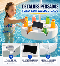 Guarda-Sol Flutuante para Piscina 2,13m com Porta-Copos + Bolsa de Transporte