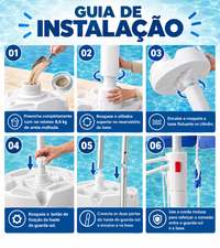 Guarda-Sol Flutuante para Piscina 2,13m com Porta-Copos + Bolsa de Transporte