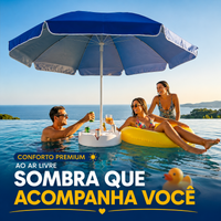 Guarda-Sol Flutuante para Piscina 2,13m com Porta-Copos + Bolsa de Transporte