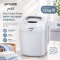 Mini Máquina de Lavar 1,2kg – Compacta, Potente e com 5 Programas de Lavagem