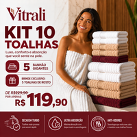 CloudSoft™ – Toalha Premium Algodão Turco | Kit 10 Banhão + 10 Rosto (BRINDE)