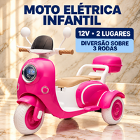 Moto Elétrica Infantil 12V com 2 Lugares e Som Integrado