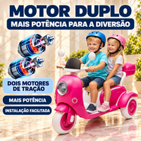 Moto Elétrica Infantil 12V com 2 Lugares e Som Integrado