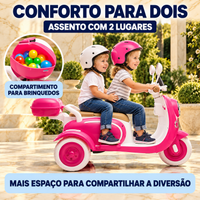 Moto Elétrica Infantil 12V com 2 Lugares e Som Integrado