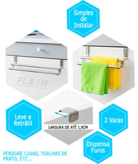 Porta Toalhas para Banheiro e Cozinha! Inox 2 toalhas com regulagem